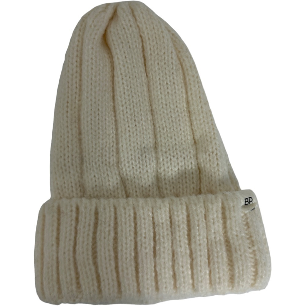NEW Nordstrom BP White Toque Beanie Winter Hat Ribbed Knit One Size Womens Rib